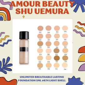 SHU UEMURA UNLIMITED BREATHABLE LASTING FOUNDATION 5ML 674 LIGHT SHELL